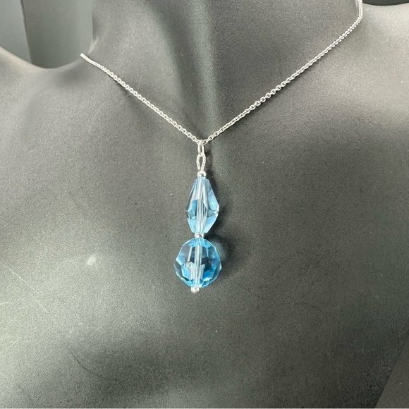Swarovski Elements Blue and Sterling Silver Teardrop Necklace - Picture 4 of 9